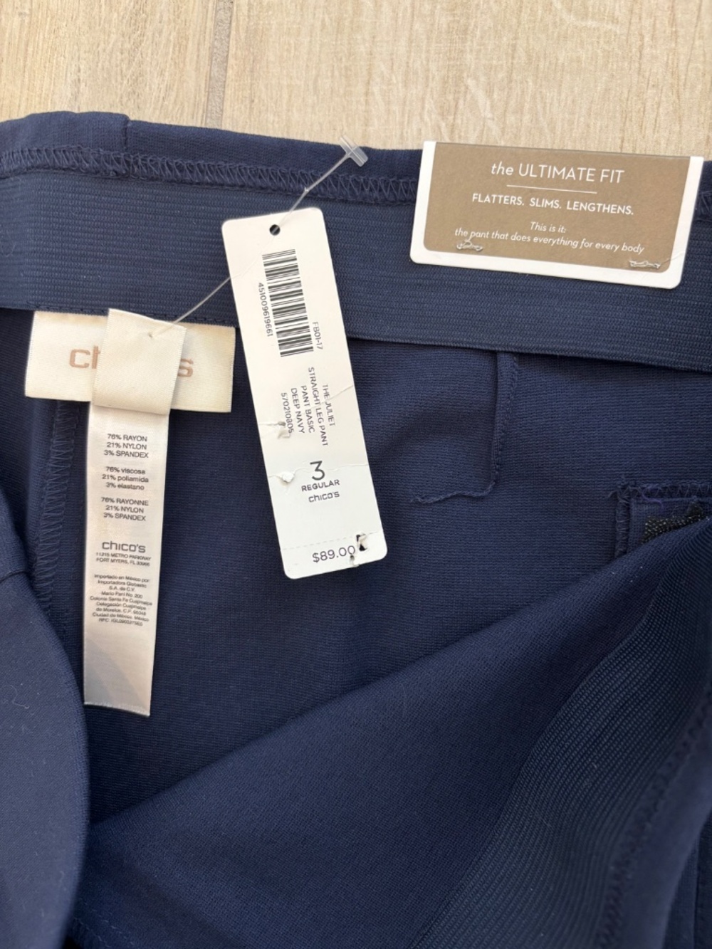 NWT Chico’s Navy Juliet Straight Leg Ponte Pants Size 3 / 16 Regular - Picture 5 of 11